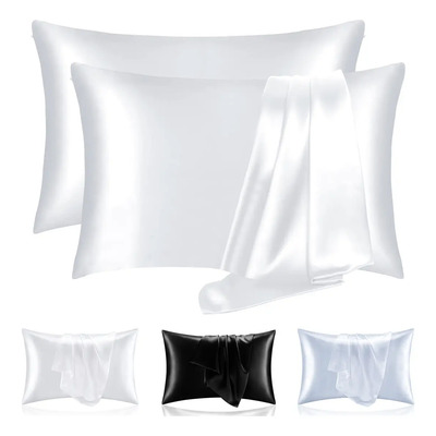 2pcs Fundas De Almohada King Size Seda Pura Suaves Blanco,2 Fundas De Almohada De Satén Tamaño Estándar 50x102cm, Funda De Seda Sintética Para Almohada, Suavidad Sedosa Para El Cabello Y La Piel | Meses sin interés