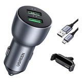 Carregador Veiculo Ugreen Usb A 42w + Suporte+cabo Micro Usb