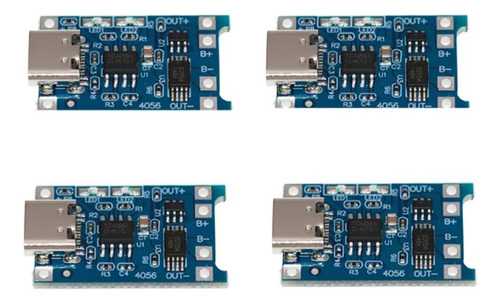 Modulo Carga Tipo C Bateria De Litio Tp4056 18650 4 Piezas