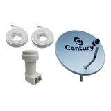 Antena Banda Ku Century 60cm + Lnbf Ku Duplo + 2 Cabos 