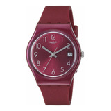 Reloj Mujer Swatch Gr405 Cuarzo 34mm Pulso Rojo En Silicona