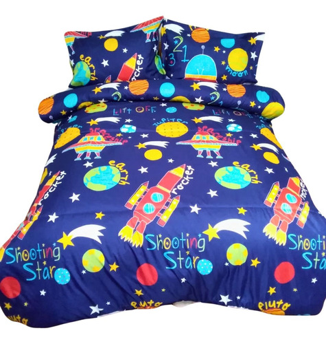 Cubrelecho Infantil - Cama Sencilla + Cortinas 