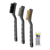 Set De 3 Mini Cepillos Alambre Acero Nylon Lion Tools 