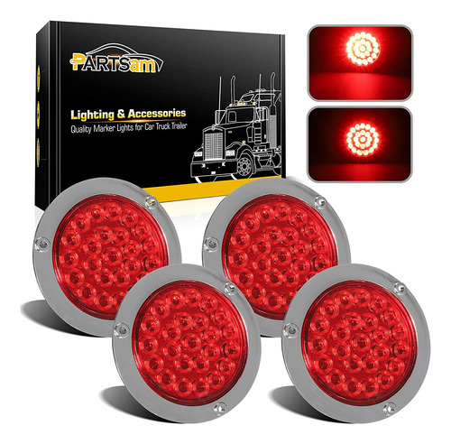 Partsam 4 Luces Led Redondas Rojas Para Detener Y Girar, Fre