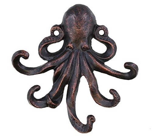 Decorativos De Hierro Fundido Pulpo 5 Brazo Gancho De Pared 