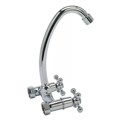 Grifería Cocina Pared Doble Comando Rory Pico Cisne Acabado Cromado | MercadoLibre