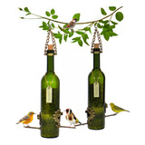 Kit 2 Comedouros Pássaros Livres - Garrafa Vinho Verde