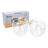 Set X2 Vaso Taza Vidrio Doble Pared Hudson 80ml Cafe Bz3