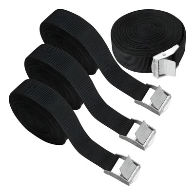 4pz Correa Amarre Trinquete Hebilla Cinta Auto Moto 2.5cm*5m Negro