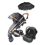 Coche Lujo Bebé 4en1 Plegable+ Moisés +silla Auto +sombrilla