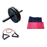 Kit Funcional Doble Rueda Abdominal + Bandas Elasticas Gym