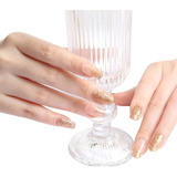 Uñas Sticker Efecto Gel Tiolla Popping Gold