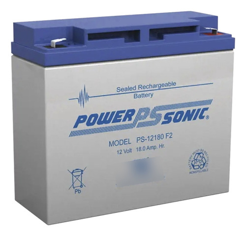 Power Sonic, Batería De Respaldo Ul De 12v 18ah, Ps-12180-f2