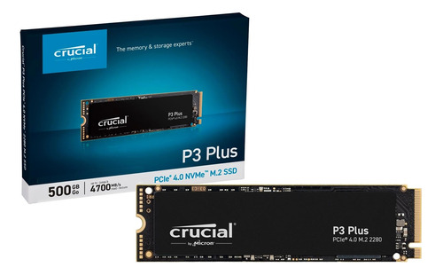 Ssd M.2 Crucial 500gb P3 Plus Nvme Pcie 4.0 Gen 4 Ct500p3pssd8 Pc Notebook Velocidade Leitura Até 4700mb/s