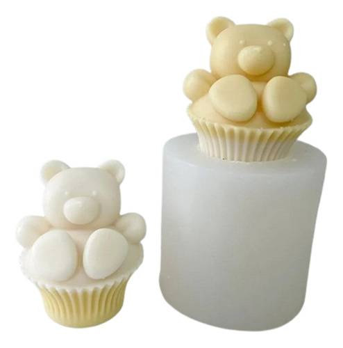 Molde De Silicón Osito Oso Sentado En Cupcake Vela, Jabón