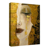 Cuadro Canvas Arte Lágrimas De Oro Gustav Klimt Decorativo Color Natural Armazón Natural