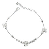 Pulsera Plata 925 Dijes Mariposa Bolitas Extensible Dama A3