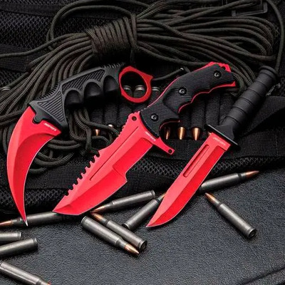 Set Cuchillos Tácticos Black Legion Atomic Red Karambit y Bayoneta Rojo | Envío gratis