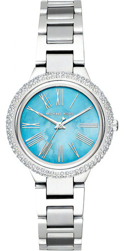 Reloj Michael Kors Taryn Mini Mk6563 Color De La Correa Plateado Color Del Bisel Plateado Color Del Fondo Celeste