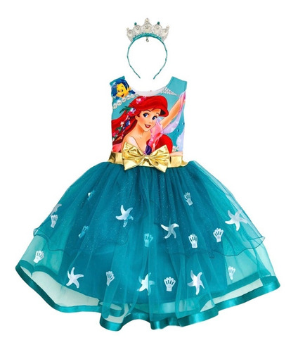 Vestido Disfraz Sirenita Sirena Bonito Niña Fiesta Princesas Fiesta Cumpleaños Navidad 