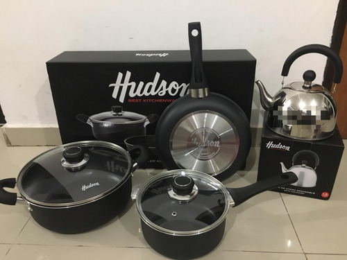 Set De Ollas Con Pava 1,5 L Hudson Teflón Antiadherente