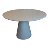 Mesa De Jantar Cone Cimento Queimado Redonda 120cm + Vidro 