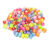 Cuenta 50 Gr Cubos Happy Face Multicolor Neon 6mm Bijouterie