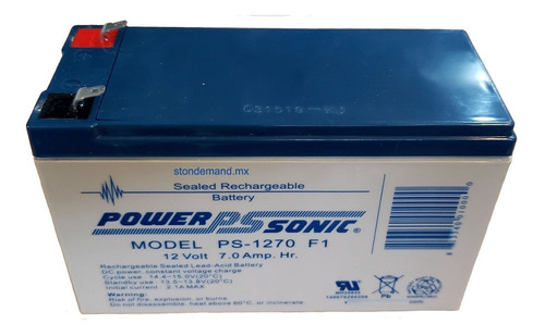 Bateria Recargable Powersonic Ps-1270 F1 12v 7ah 1xps1270f1