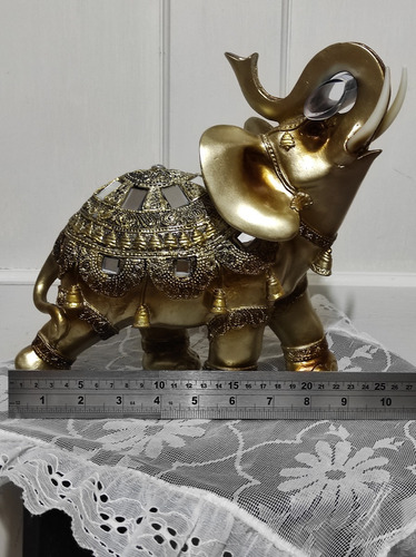 Elefante, Decorativo Dorado De La Suerte
