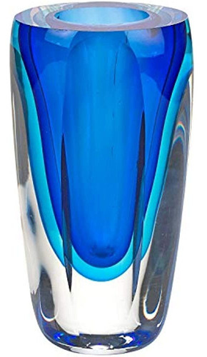 Badash - Arte Azul Murano Estilo Vidrio 6 Pulgadas Jarrón