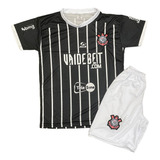 Kit Conjunto Infantil Do Corinthians Preto 2023