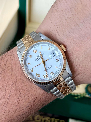 Rolex Datejust Acero Oro 16233 Zafiro 36mm Romanos Full Set