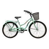 Bicicleta Paseo Dama  Ami  Hoko Rodado 26 - Acero - Canasto - Guardabarros - Llantas De Aluminio - Pie De Apoyo - Color Verde