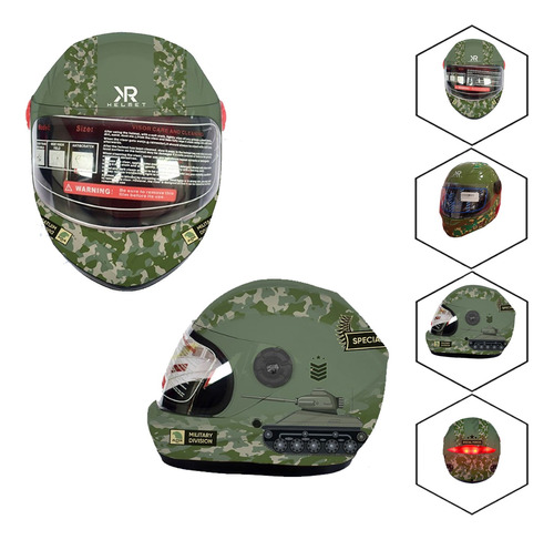 Casco Cerrado Infantil Special Force Militar Con Luz