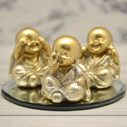 Conjunto C/3 Budas Monges Hindu Namastê Tailandês + Espelho