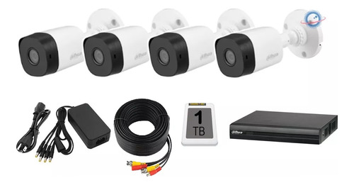 Kit 4 Camaras Dahua 5mp Con Microfono Dvr 4ch Siames P2p