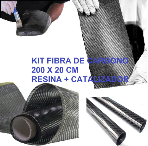 Kit Fibra De Carbono Tela 200 X 20cm + Kit Resina Endurec 3k