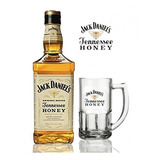 Kit Whisky Jack Honey 1l + 01 Caneca De Vidro Personalizada