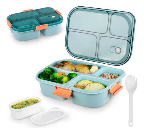 Lunch Box Bento Lonchera Térmica 1.4 L Con 4 Divisiones 