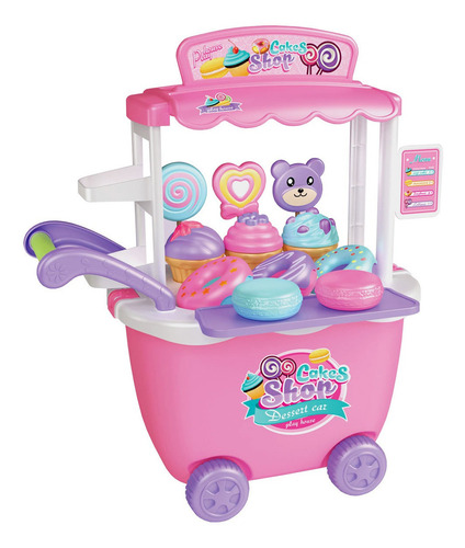 Juego Infantil Carrito De Dulces Cakes Shop Color Rosa