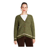 Cárdigan De Chenille Y Lurex Verde