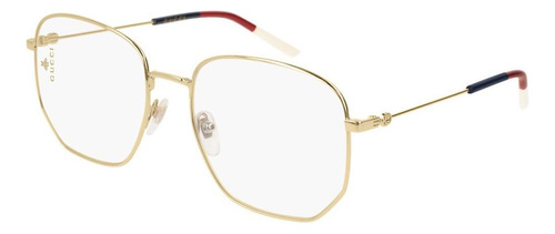 Gucci Gg0396o 002 Hexagonal Dorado Blanco Rojo