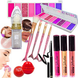 Set De Maquillaje Profesional Combo Sombras Labial Esponja