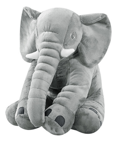 Peluche Grande Elefante Almohada Juguete Niños Y Bebes 60cm Color Gris