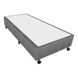 Cama Box Base Castor Si Poli Cinza Solteiro 78x188