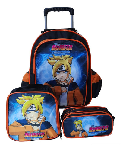 Mochila Naruto Boruto Infantil Rodinhas Bolsa Escolar 