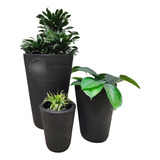 Jogo 3 Vasos Luxo Escovados Plantas Casa Jardim 3 Tamanhos