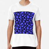 Remera Black And Bright Neon Blue Giraffe Fur Animal Print A