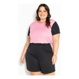 Conjunto Preto E Rosa De Blusa E Short Plus Size