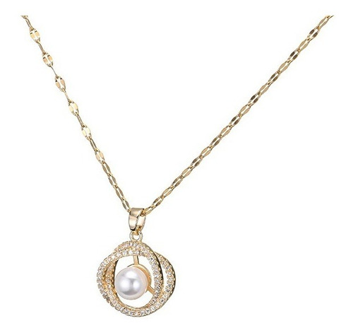 Collar  Dije Swarovski Perla Oro 18k  Mujer Regalo Elegante